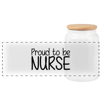 Proud to be Nurse - Panorama Keksdose mit Holzdeckel - Weiß - Vorne