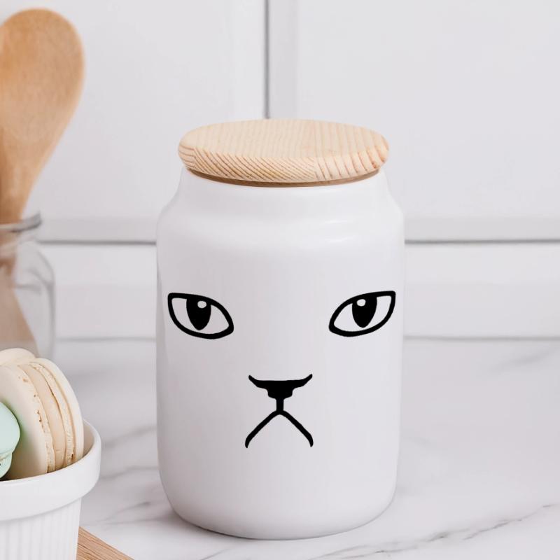 chat pas content grumpy kitty cat Boîte à biscuits avec couvercle en bois