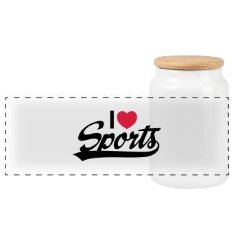 I Love Sports - Panoramic Cookie Jar with Wooden Lid - white - Front