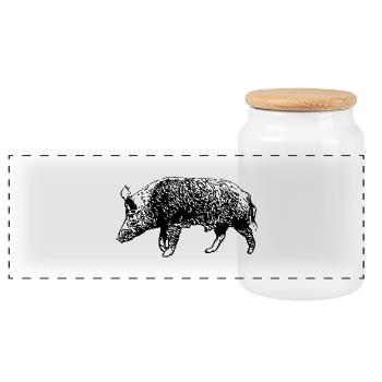 Wild Boar - Panoramic Cookie Jar with Wooden Lid - white - Front