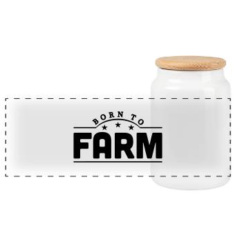 born to farm banner - Panoramic Cookie Jar with Wooden Lid - white - Front