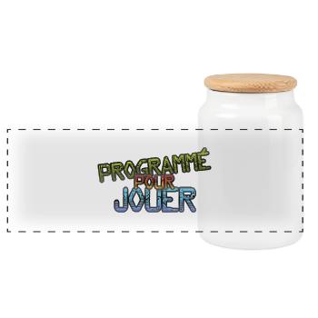 programmé pour jouer - Boîte à biscuits avec couvercle en bois - blanc - Devant