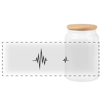 Your text pulse, frequency, heartbeat, party music - Panoramic Cookie Jar with Wooden Lid - white - Front