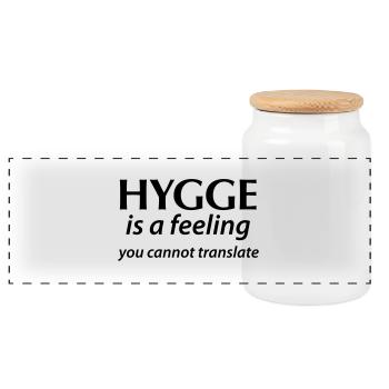 Hygge est un sentiment Vous ne pouvez pas traduire Glück Oui! - Boîte à biscuits avec couvercle en bois - blanc - Devant