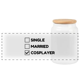 Cosplay / Cosplayer / Manga / Geek - Boîte à biscuits avec couvercle en bois - blanc - Devant