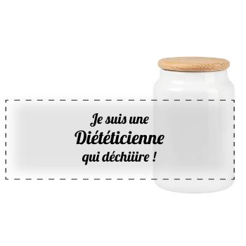 Dietitian Dietetic Diätetik Diététicien Diététique - Panoramic Cookie Jar with Wooden Lid - white - Front