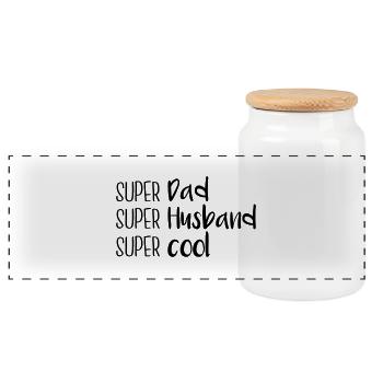 Super Dad, super husband, super cool - Panorama Keksdose mit Holzdeckel - Weiß - Vorne