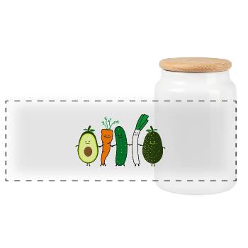 vegetable friends - Boîte à biscuits avec couvercle en bois - blanc - Devant