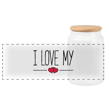 i love my - Panorama Keksdose mit Holzdeckel - Weiß - Vorne