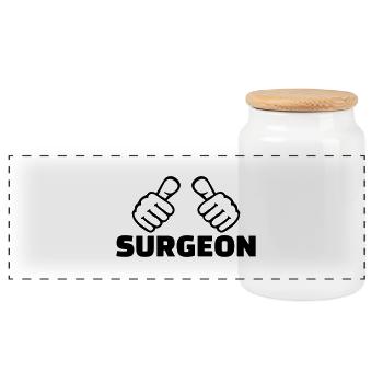 Surgeon - Panoramic Cookie Jar with Wooden Lid - white - Front