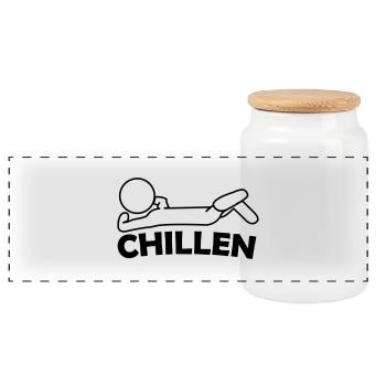 chillen - Panorama Keksdose mit Holzdeckel - Weiß - Vorne