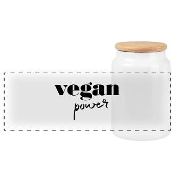 Vegan Power, Cool Typography, Slogan Quote - Boîte à biscuits avec couvercle en bois - blanc - Devant