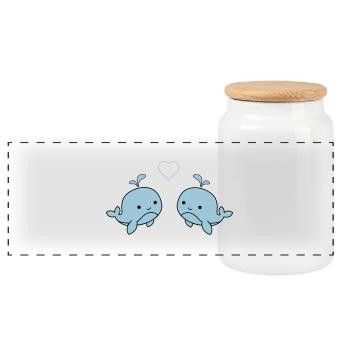 baby_wale_verliebt - Panoramic Cookie Jar with Wooden Lid - white - Front