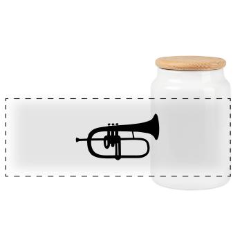 flugelhorn. - Panorama Keksdose mit Holzdeckel - Weiß - Vorne
