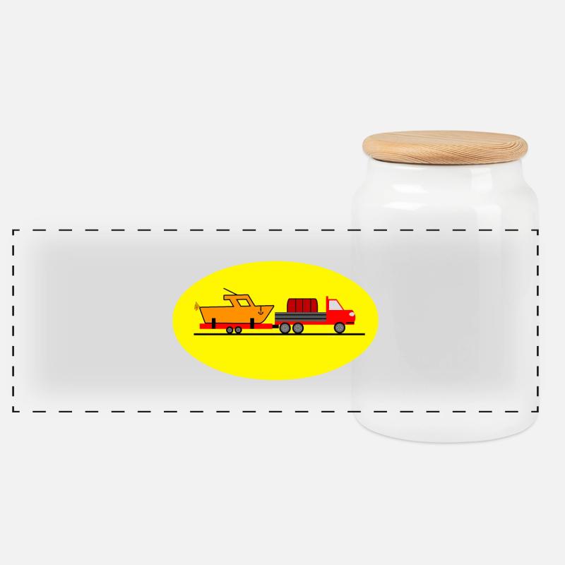 Truck - Panorama Keksdose mit Holzdeckel - Weiß