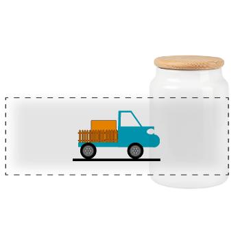 Camion - Boîte à biscuits avec couvercle en bois - blanc - Devant