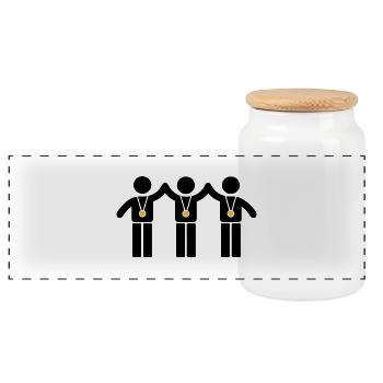 Winner - Panoramic Cookie Jar with Wooden Lid - white - Front