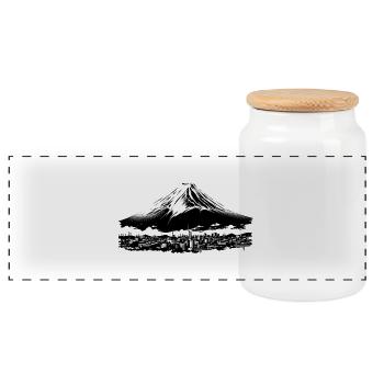 Fuji | Fujiyama | Mount Fuji in Japan - Panoramic Cookie Jar with Wooden Lid - white - Front