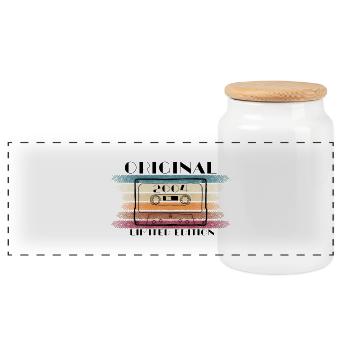 Vintage Original 2004 Jahrgang Geschenk 21. Retro - Panorama Keksdose mit Holzdeckel - Weiß - Vorne