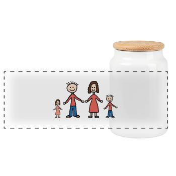 Family - Panoramic Cookie Jar with Wooden Lid - white - Front