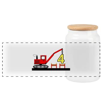 Excavatrice - Boîte à biscuits avec couvercle en bois - blanc - Devant