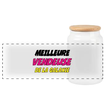 MEILLEURE VENDEUSE DE LA GALAXIE - Boîte à biscuits avec couvercle en bois - blanc - Devant