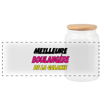 MEILLEURE boulangère DE LA GALAXIE - Boîte à biscuits avec couvercle en bois - blanc - Devant