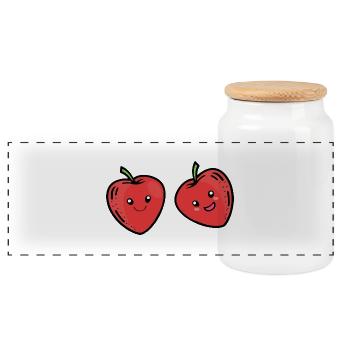 cherry friends - Panoramic Cookie Jar with Wooden Lid - white - Front