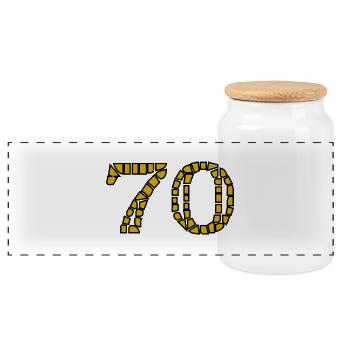 ANNIVERSARY. HAPPY BIRTHDAY. HAPPY BIRTHDAY. - Panoramic Cookie Jar with Wooden Lid - white - Front