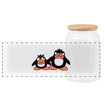 Pinguin zwei Freunde 2 Team großer Bruder wütend - Panorama Keksdose mit Holzdeckel - Weiß - Vorne