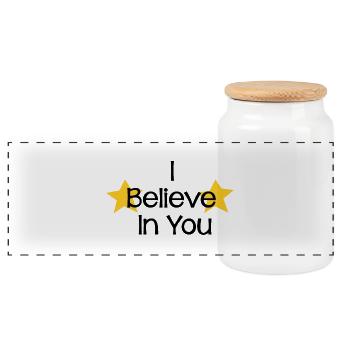 I Believe In You - Panoramic Cookie Jar with Wooden Lid - white - Front