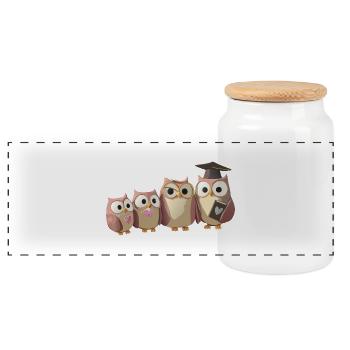 PROFESSEUR OWL - Boîte à biscuits avec couvercle en bois - blanc - Devant