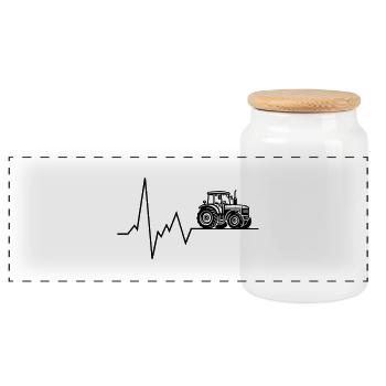 Herschlag Tractor Agriculture Farmer - Panoramic Cookie Jar with Wooden Lid - white - Front