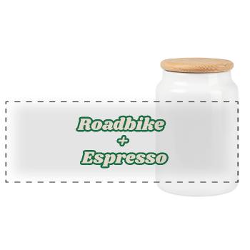 Roadbike + Espresso - Panorama Keksdose mit Holzdeckel - Weiß - Vorne
