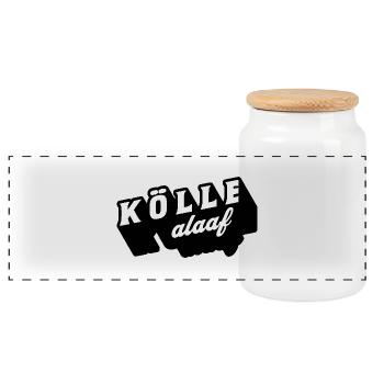 Kölle alaaf - Panorama Keksdose mit Holzdeckel - Weiß - Vorne