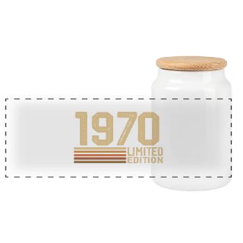 Né en 1970 anniversaire - Cadeau 1970 Vintage 1970 - Boîte à biscuits avec couvercle en bois - blanc - Devant