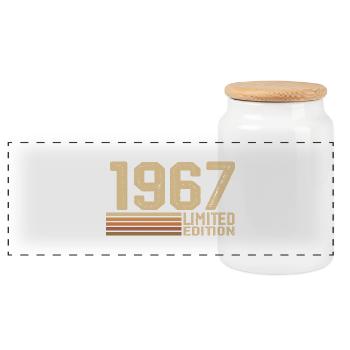 Born in 1967 Birthday - Gift 1967 Vintage 1967 - Panoramic Cookie Jar with Wooden Lid - white - Front
