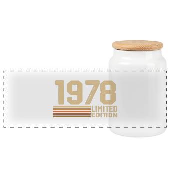Born in 1978 Birthday - 1978 Gift Vintage 1978 - Panoramic Cookie Jar with Wooden Lid - white - Front