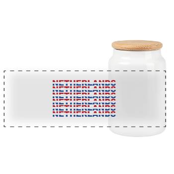 Texte des Pays-Bas dans les couleurs du drapeau - Boîte à biscuits avec couvercle en bois - blanc - Devant