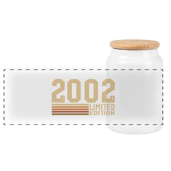 Jahrgang 2002 Geburtstag - 2002 Jahrgang 2002 Geschenk - Panorama Keksdose mit Holzdeckel - Weiß - Vorne