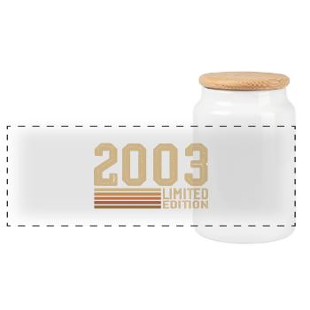 Born in 2003 Birthday - 2003 Vintage 2003 Gift - Panoramic Cookie Jar with Wooden Lid - white - Front