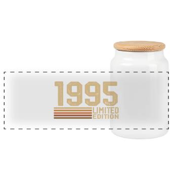 Born in 1995 Birthday - Gift 1995 Vintage 1995 - Panoramic Cookie Jar with Wooden Lid - white - Front