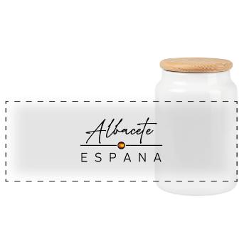 Spain - Albacete - Spanien - Espana - Panorama Keksdose mit Holzdeckel - Weiß - Vorne