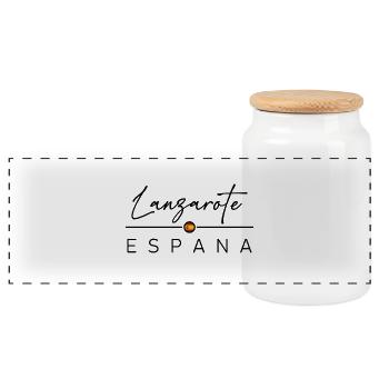Spain - Lanzarote - Spanien - Espana - Panorama Keksdose mit Holzdeckel - Weiß - Vorne