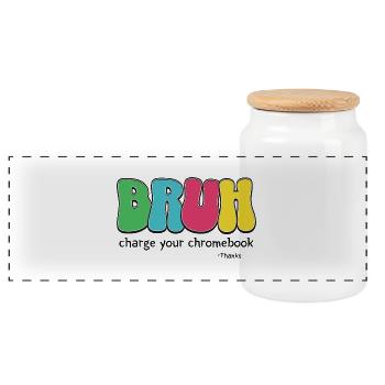 Bruh Chargez votre Chromebook grâce à des enseignants drôles - Boîte à biscuits avec couvercle en bois - blanc - Devant