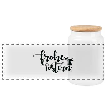 Frohe Ostern 🐰🌸 - Panorama Keksdose mit Holzdeckel - Weiß - Vorne