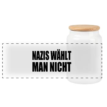 nazis wählt man nicht - Panorama Keksdose mit Holzdeckel - Weiß - Vorne