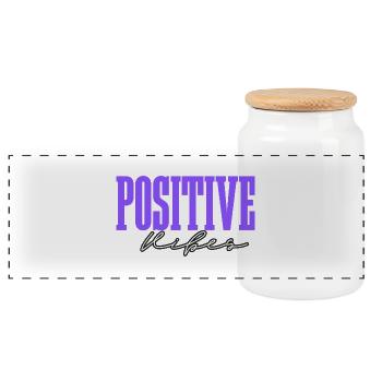 Stay Positive - Panoramic Cookie Jar with Wooden Lid - white - Front