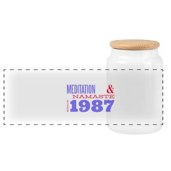 Namaste - Meditieren seit 1987 - 38 Jahre Zen - Panorama Keksdose mit Holzdeckel - Weiß - Vorne
