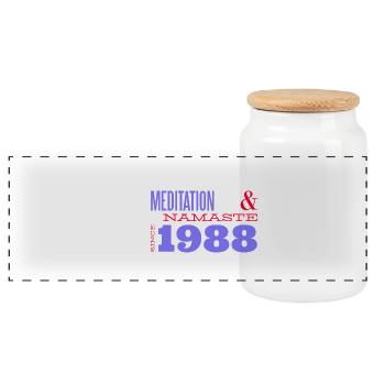 Meditieren seit 1988 - 37 Jahre Reflexion - Panorama Keksdose mit Holzdeckel - Weiß - Vorne